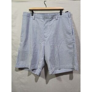Nautica Clipper Seersucker Shorts Mens 38  Stripe Relaxed Fit Coastal 10" Inseam